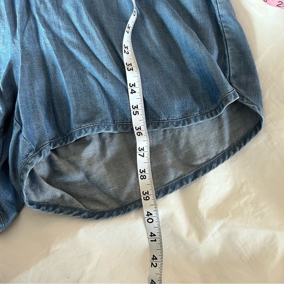 CHELSEA & THEODORE Chambray Denim Utility Button-top Tie Waist Romper Size L - Picture 11 of 11